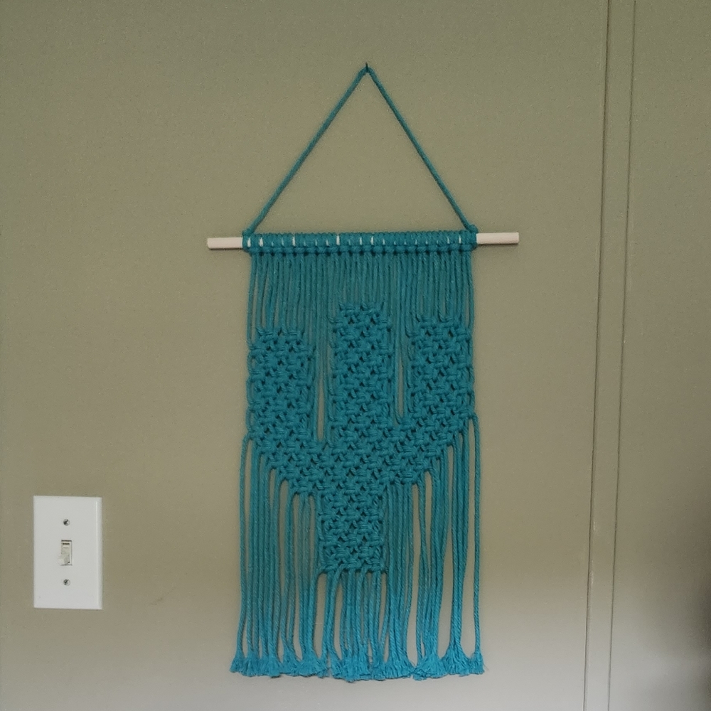 Boho macrame cactus wall hanging